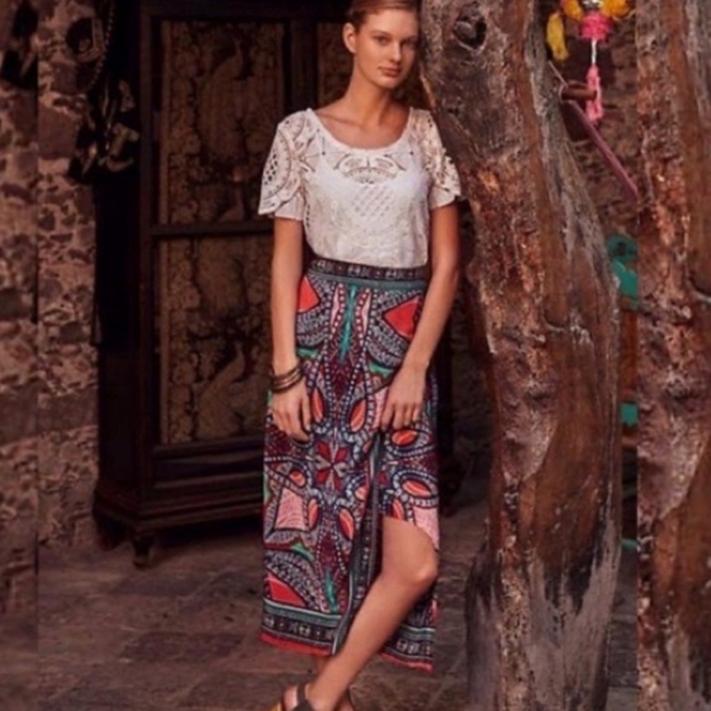 Maeve Anthropologie Geoda silk skirt Sz 2 - Picture 2 of 9